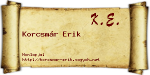 Korcsmár Erik névjegykártya